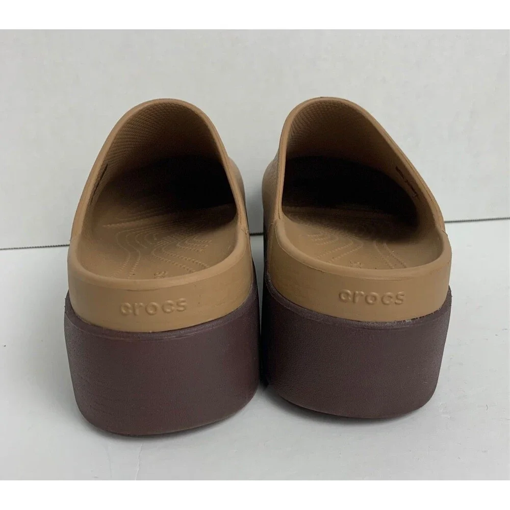 Crocs Dylan Platform Clog Shoes Womens 11 Tan Brown Comfort Chunky Mule Slip On - Picture 3 of 11